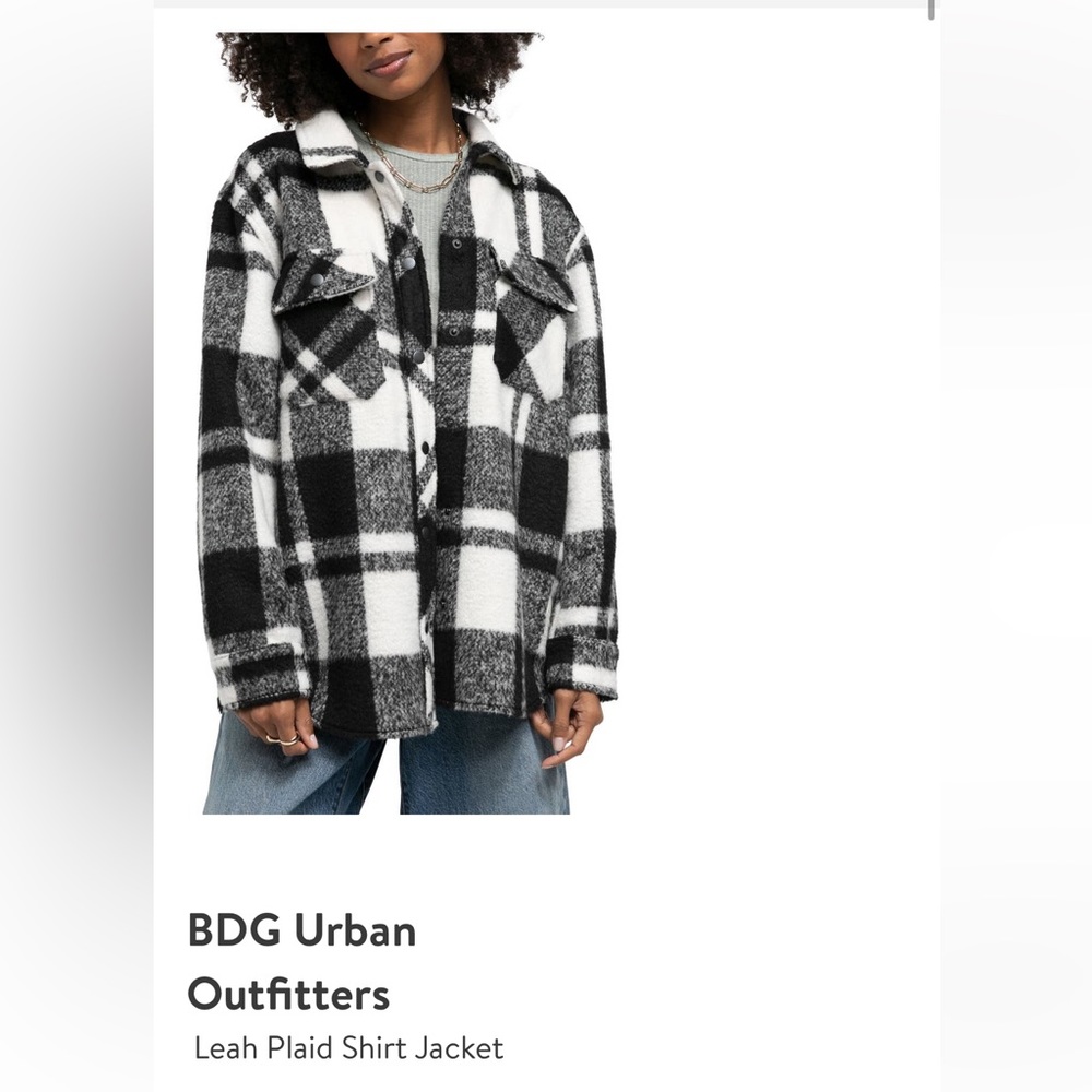 UO BDG PLAID SHIRT JACKET / SIZE M/L / BLACK & WHITE PLAID